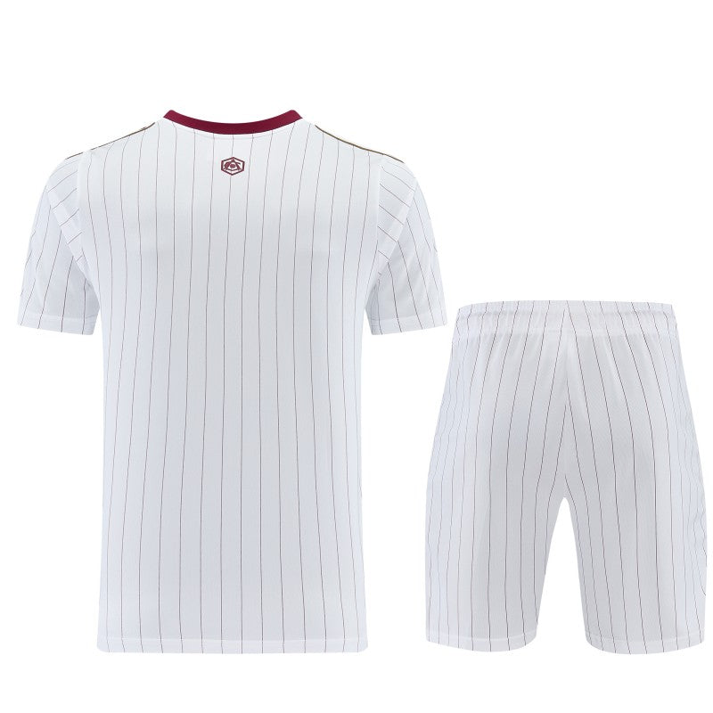 26/27 Arsenal White Pinstripe Short Sleeve+Soccer Shorts