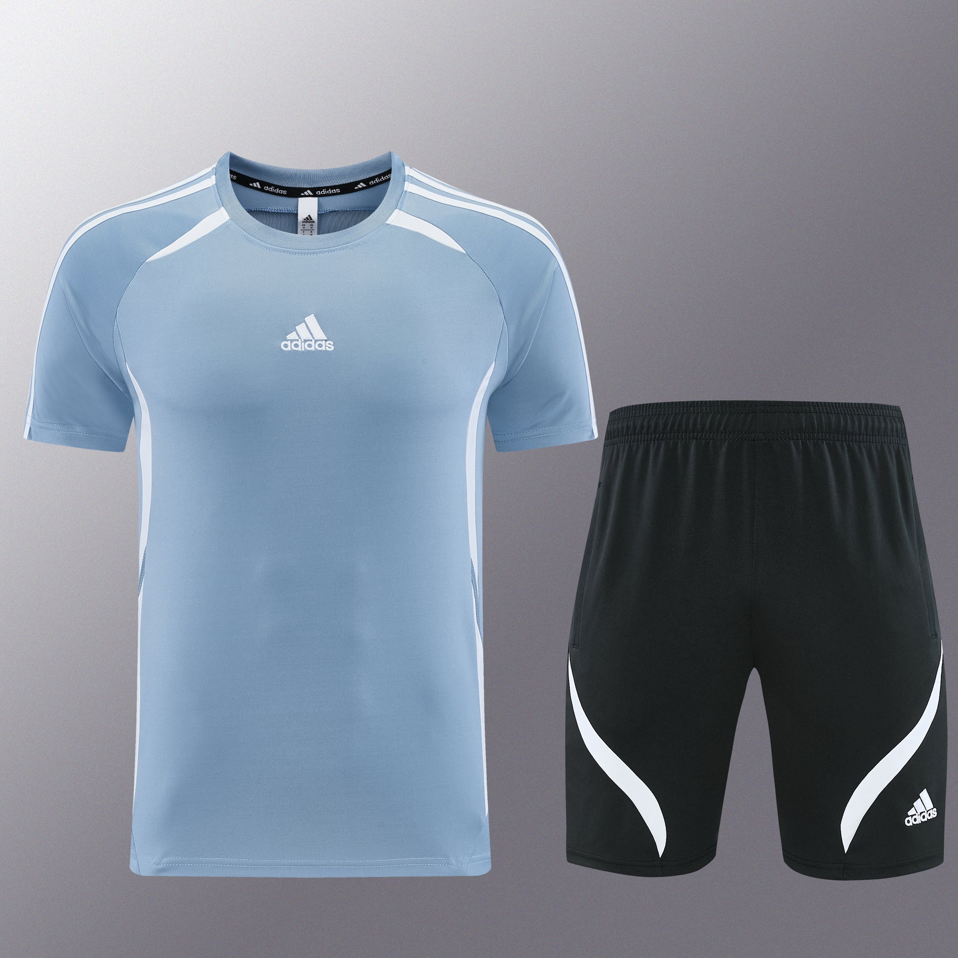 AD16 blue and gray shorts suit S-2XL