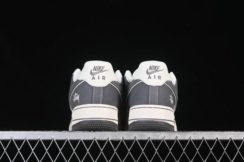 Nike Air Force 1'07 Low Stussy Collaboration Light Gray Canvas Casual Sneakers - JP8028-011