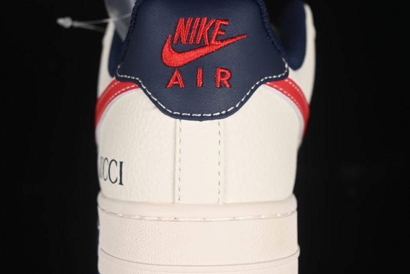 Nike Air Force 1'07 Low Gucci Collaboration Blue Red Swoosh Casual Sneakers - JJ2508-713