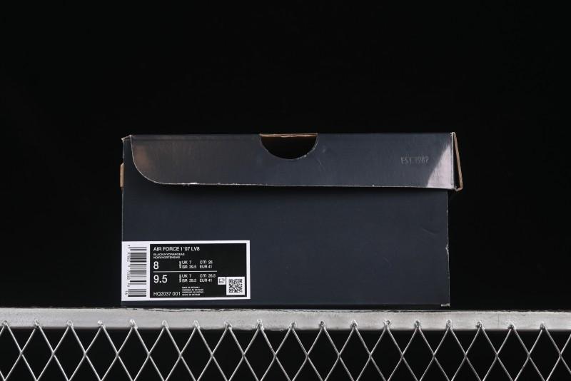 Nike Air Force 1'07 Low Casual Sneakers in Black with Purple Swoosh - HQ2037-001