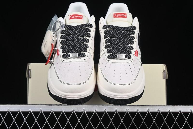 Nike Air Force 1 '07 Low Supreme Collaboration Casual Sneakers in Beige Black Red - BB7518-019