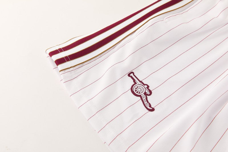 26/27 Arsenal White Pinstripe Short Sleeve+Soccer Shorts