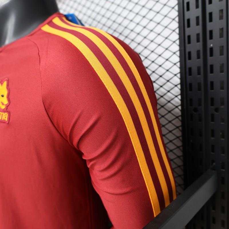 Player Version 2026 AS Roma Deep Red  84/85 Vintage Remake  Long Sleeve Home Jersey