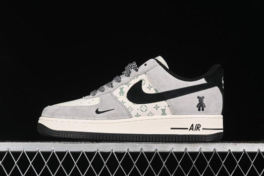 Nike Air Force 1 '07 Low Violent Bear Collaboration - Grey Black Print Low-Top Casual Sneakers - SJ9188-002