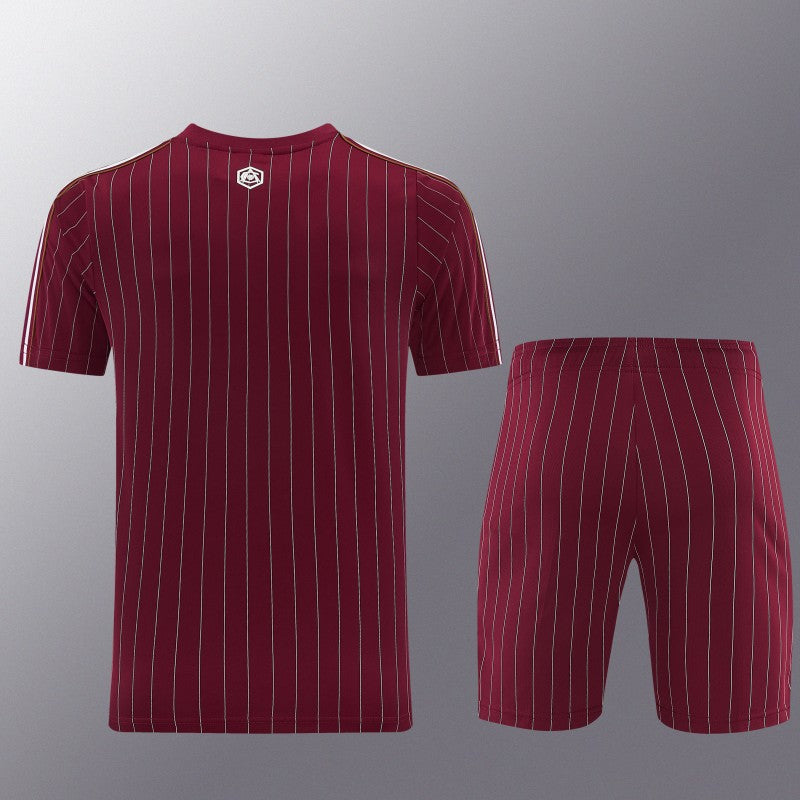 26/27 Arsenal Maroon Pinstripe Short Sleeve+Soccer Shorts