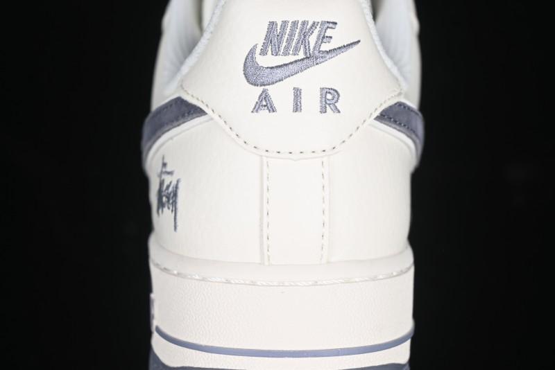 Nike Air Force 1 '07 Low Stussy Collaboration Beige Grey Embroidered Swoosh Low-Top Casual Sneakers - DM6688-003