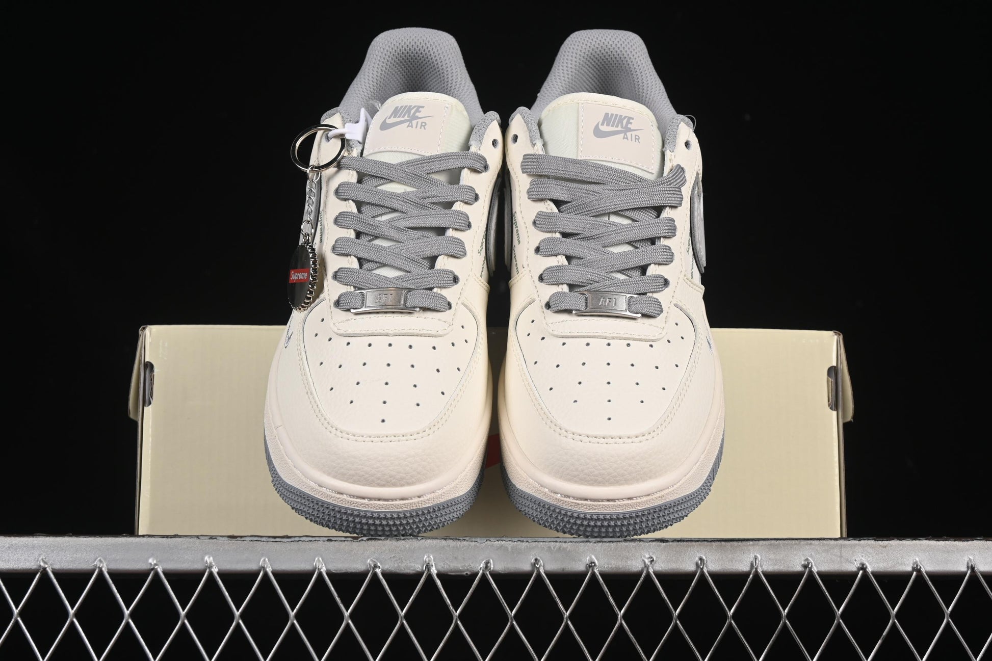Nike Air Force 1 '07 Low Supreme Collaboration Beige Multi-Swoosh Casual Sneakers - XX3168-147