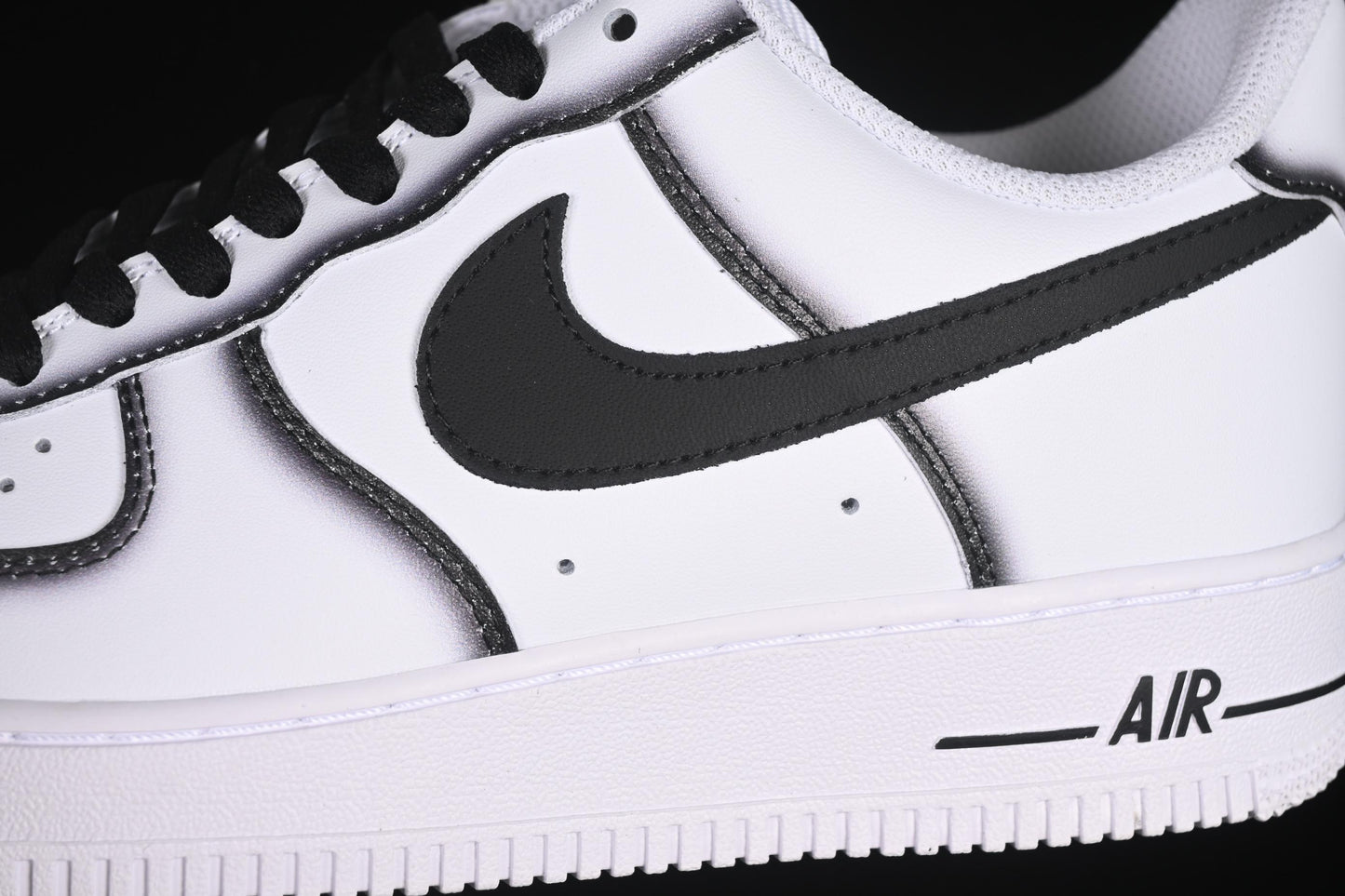 Nike Air Force 1'07 Low Casual Sneakers with Black Border, Green Swoosh & Gold Embroidery - ZH0316-075
