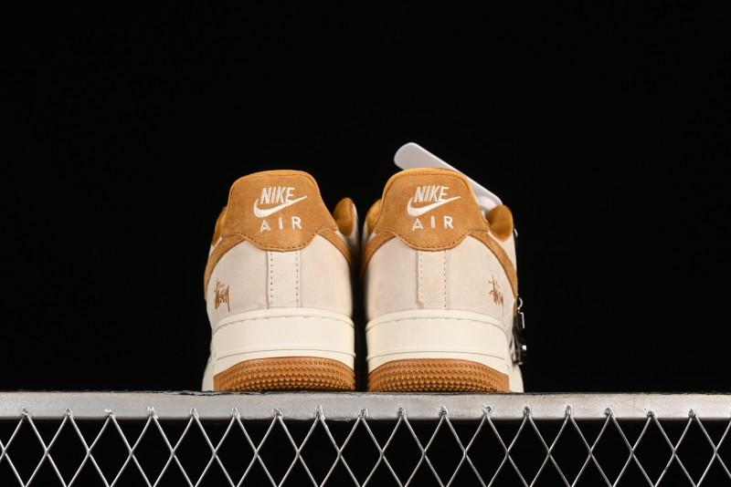Nike Air Force 1 '07 Low Stussy Collaboration - Wheat Pig Leather Low-Top Casual Sneakers - HD1968-020