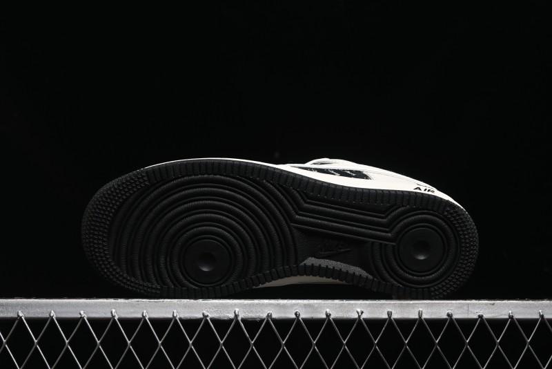 Nike Air Force 1 '07 Low Stussy Collaboration - Black Sail Silver Swoosh Casual Sneakers - XZ6188-729