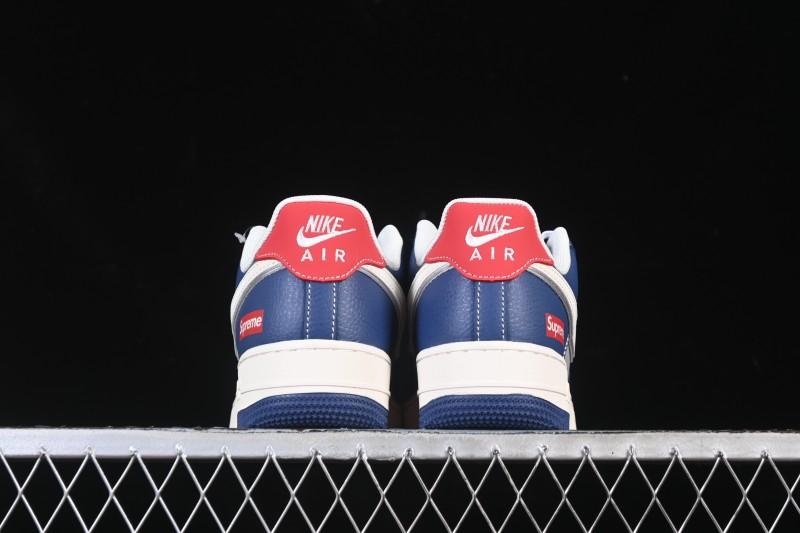 Nike Air Force 1 '07 Low Supreme Collaboration White Blue Gray Red Casual Sneakers - XD2588-602