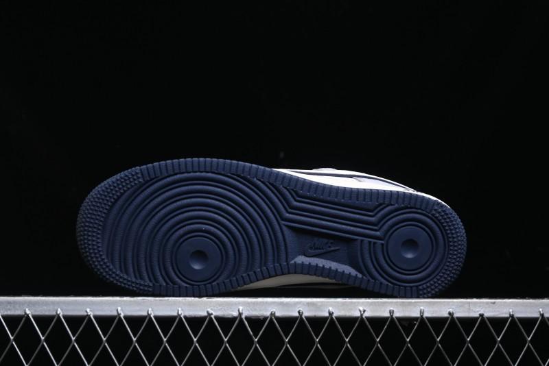 Nike Air Force 1 '07 Low Stussy Collaboration - Grey White with Blue Outsole Low-Top Casual Sneakers - SJ6698-006