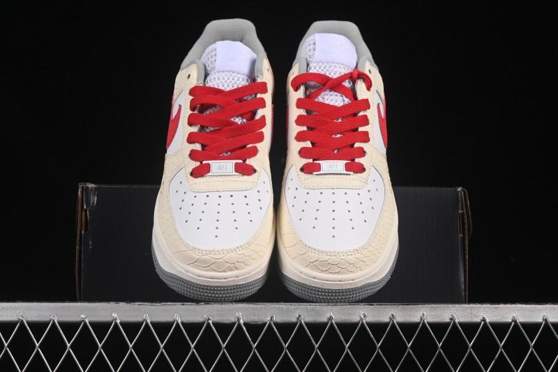 Nike Air Force 1'07 Low Snake Year Themed Casual Sneakers with Full-Length Air Cushion - DX2678-100