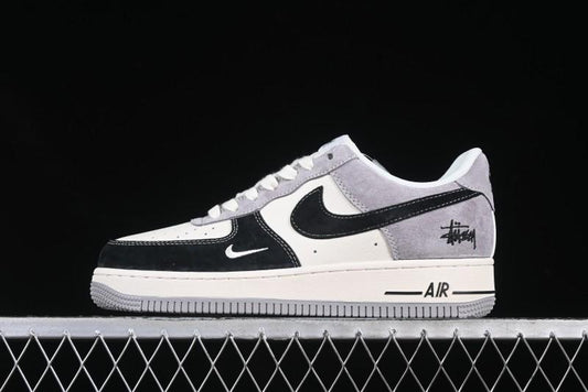 Nike Air Force 1 '07 Low Stussy Collaboration Black Grey Patchwork Low-Top Casual Sneakers - XZ6188-363