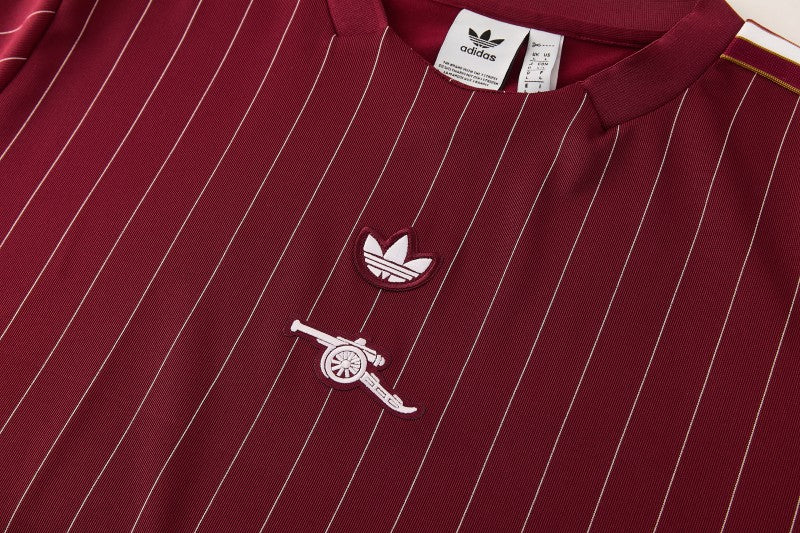 26/27 Arsenal Maroon Pinstripe Short Sleeve+Soccer Shorts