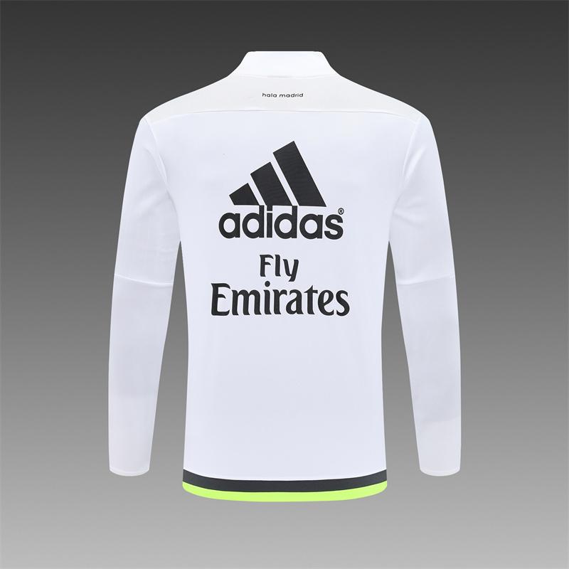 Retro 15/16 Real Madrid White Half Zipper Jacket