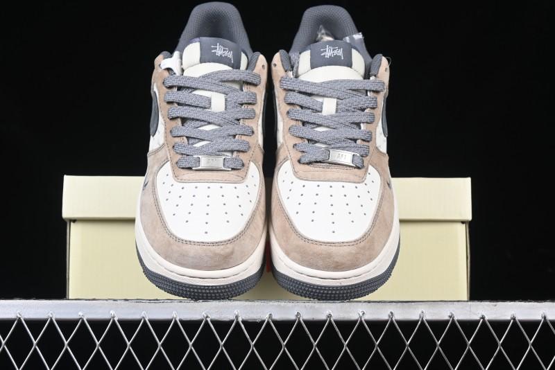 Nike Air Force 1 '07 Low Stussy Collaboration - Lambskin Brown Low-Top Casual Sneakers - XZ6188-888