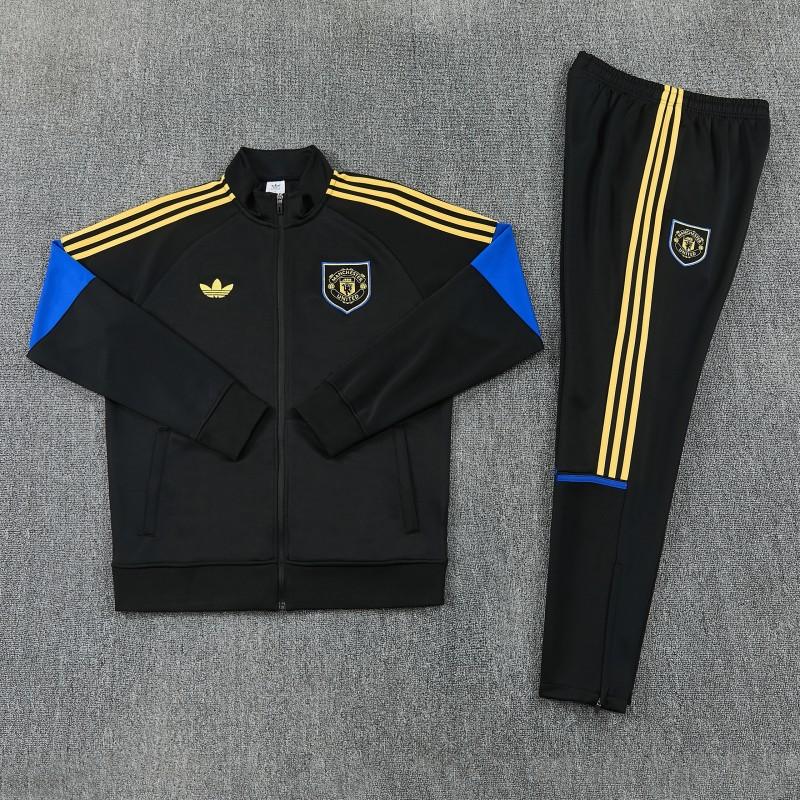 26/27 Manchester United Black & Blue Full Zipper Jacket Tracksuit + Long Pants