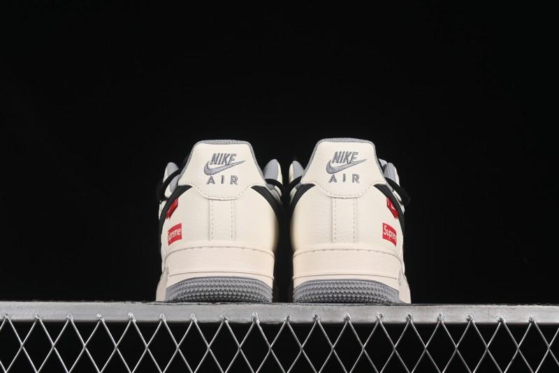 Nike Air Force 1 '07 Low Supreme Collaboration Dual-Tone Grey Black Drawstring Casual Sneakers - DM6868-069
