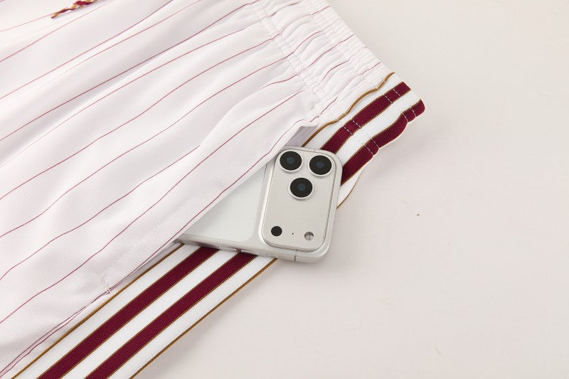26/27 Arsenal White Pinstripe Short Sleeve+Soccer Shorts
