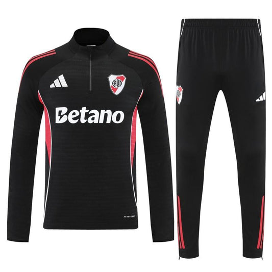 25/26 Riverbed Black Half Zipper Jacket Tracksuit + Long Pants