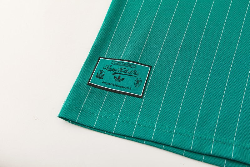 26/27 Liverpool Green Pinstripe Short Sleeve+Soccer Shorts