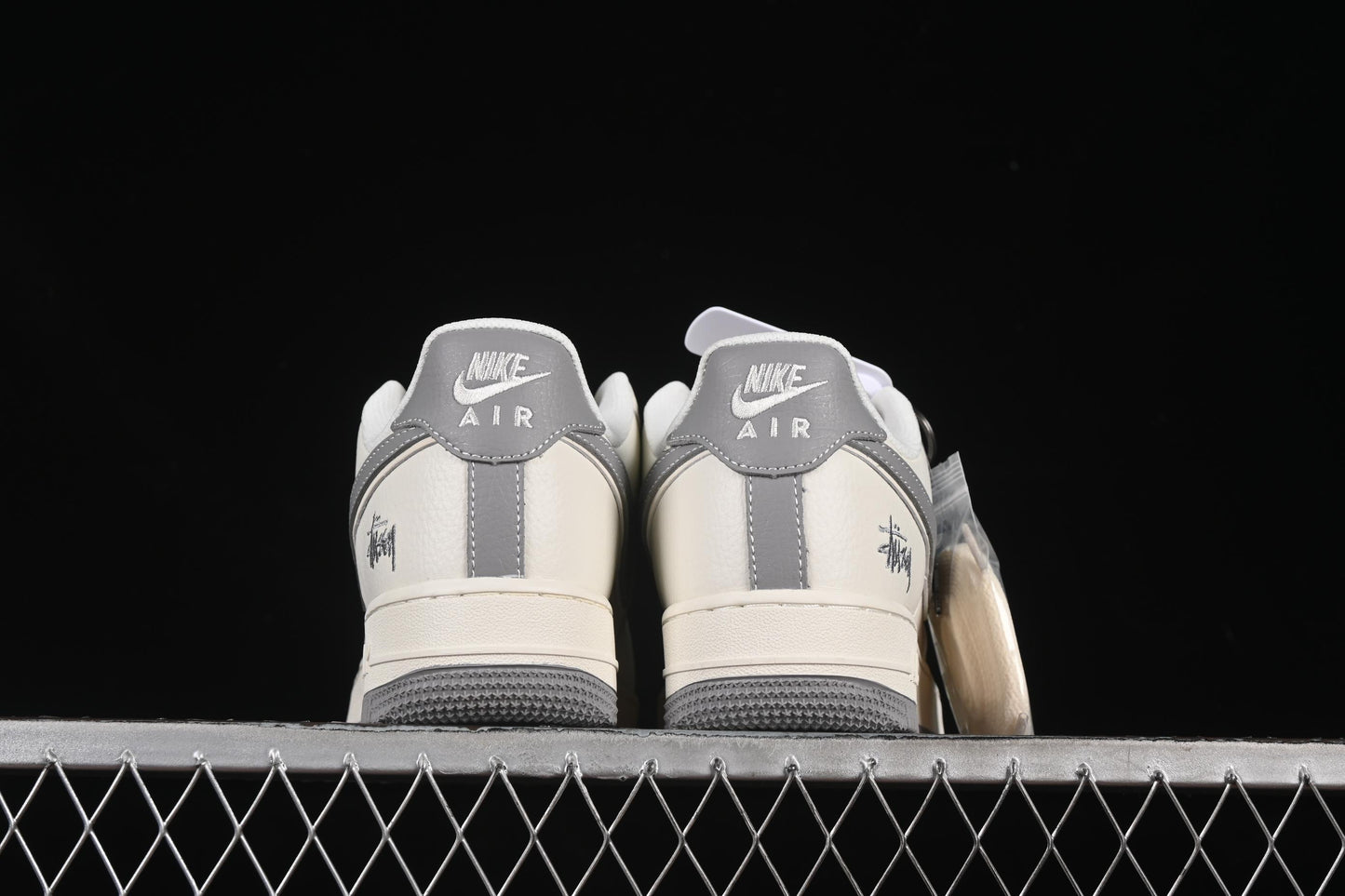 Nike Air Force 1'07 Low Stussy Collaboration Grey Swoosh Grey Base Red Label Casual Sneakers - CS5288-008
