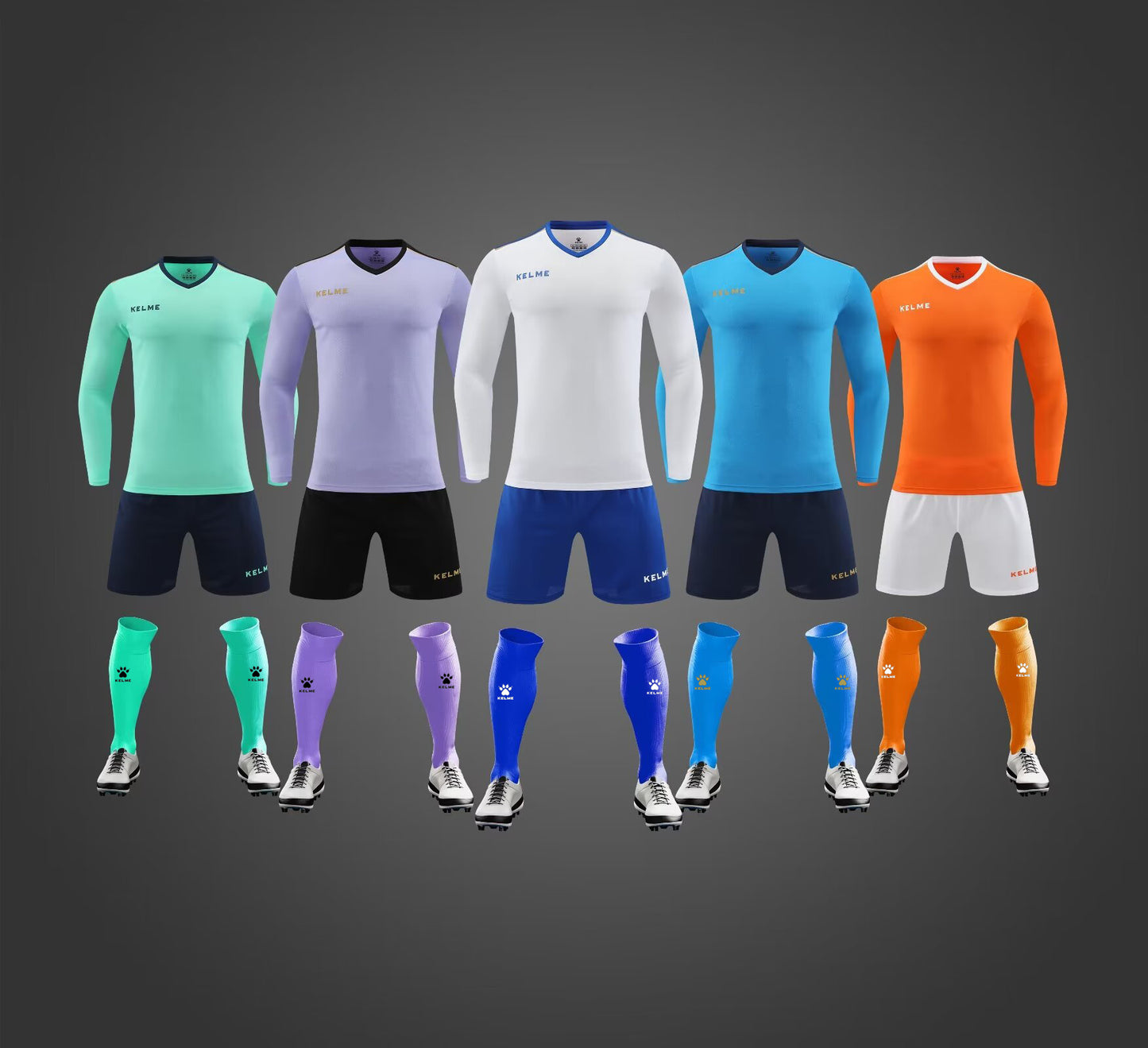 K3288 Kalmei long-sleeved football training uniform 5 colors 3XS-4XL