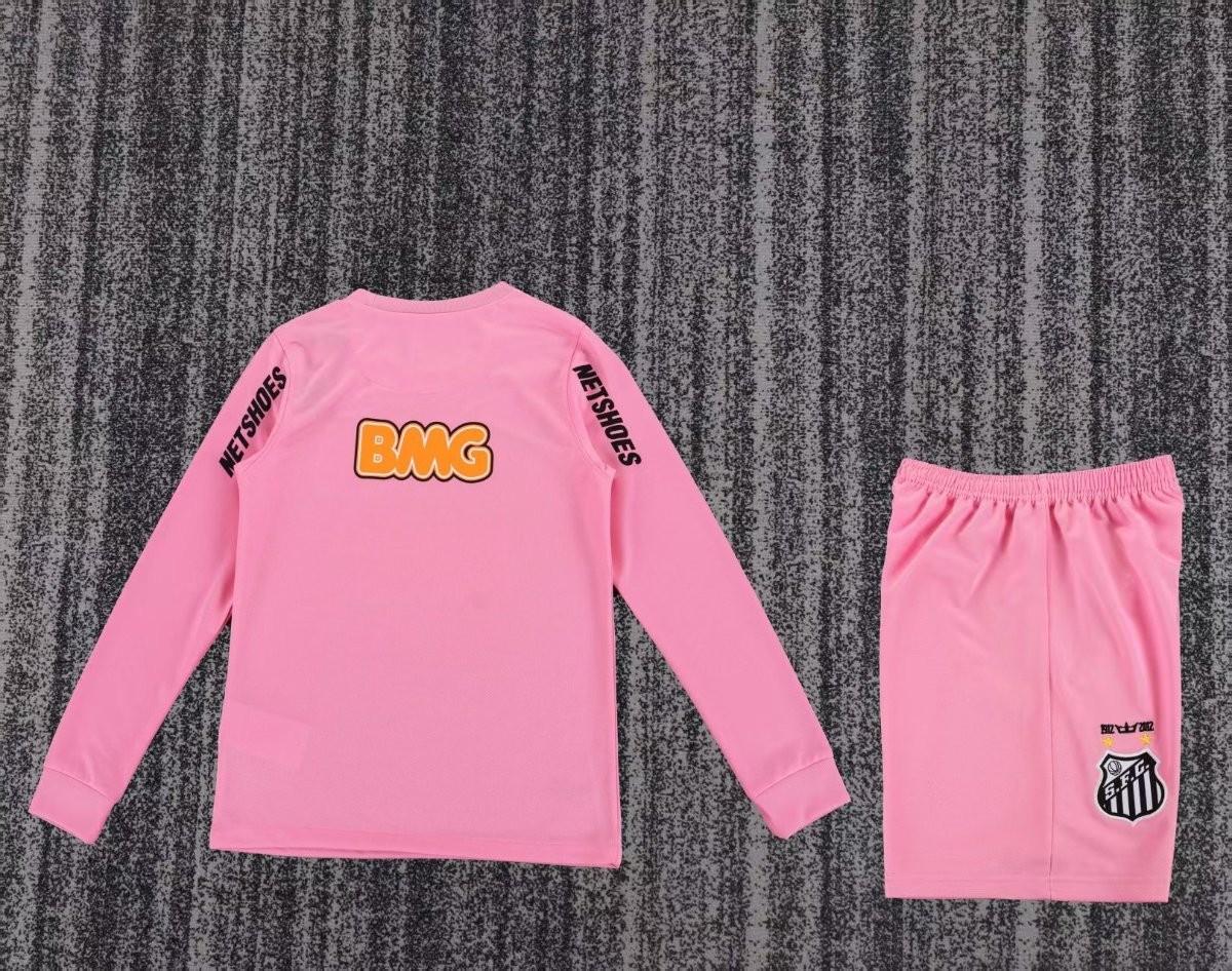 Retro 12/13 Kids Santos Away Pink Long Sleeve Jersey