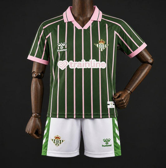 26/27 Kids Real Betis Balompié Dark Forest Green with Pink Pinstripe  Polo Collar Special Edition Jersey