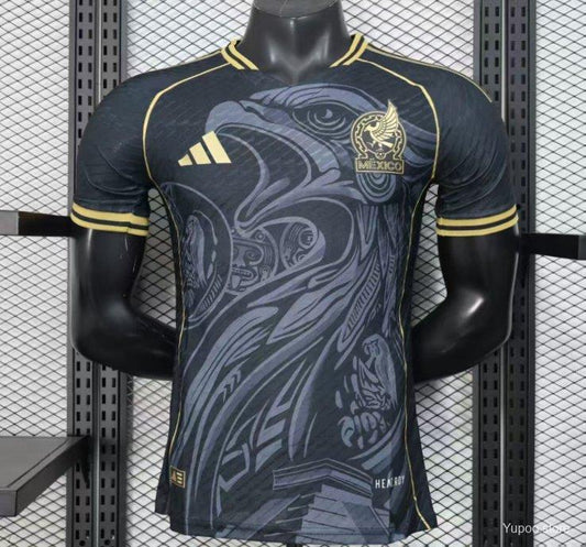 Player Version 2025 Mexico Black with Eagle Feather Pattern Jersey