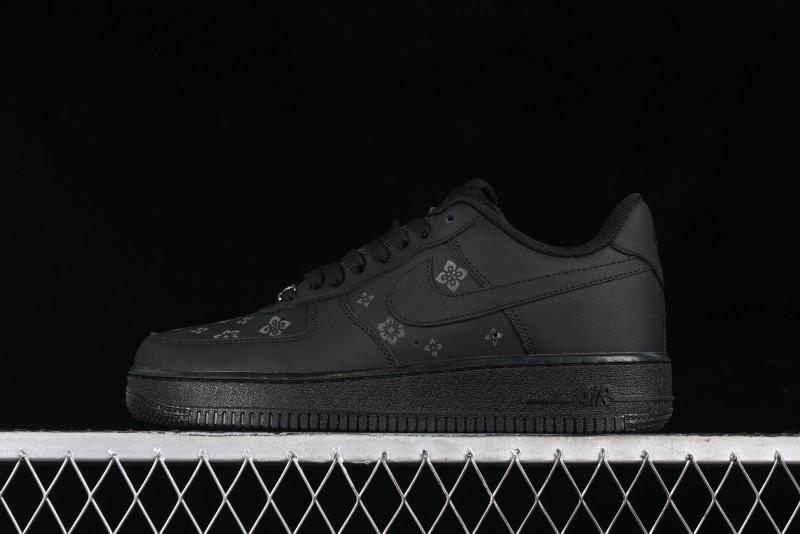 Nike Air Force 1 '07 Low LV Custom All Black Casual Sneakers - 315122-101