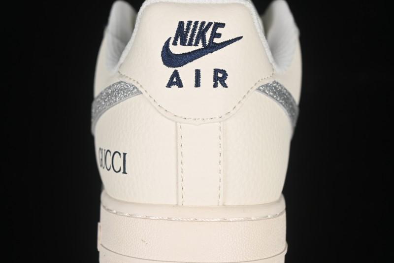 Nike Air Force 1 '07 Low Gucci Collaboration Silver Swoosh Casual Sneakers - XS1958-546