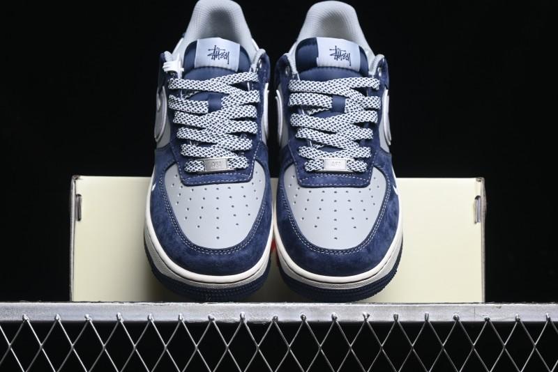 Nike Air Force 1 '07 Low Stussy Collaboration - Grey Blue Suede Low-Top Casual Sneakers - SJ6698-007