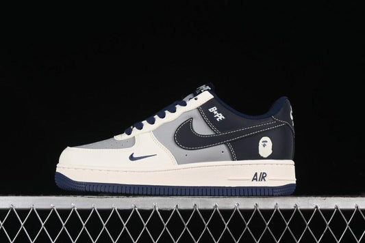 Nike Air Force 1 '07 Low Bape Collaboration - Deep Blue Grey Low-Top Casual Sneakers BB6566-206