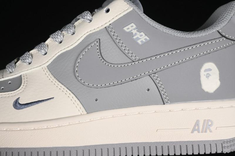 Nike Air Force 1 '07 Low Bape Collaboration - Off White Grey Low Top Casual Sneakers - BB6566-207