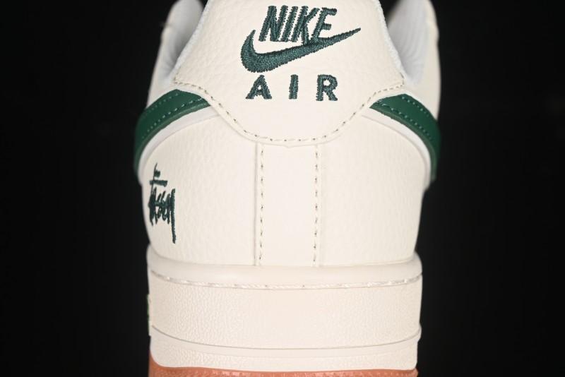 Nike Air Force 1 '07 Low Stussy Collaboration Green Swoosh Gum Sole Casual Sneakers - XX3168-138
