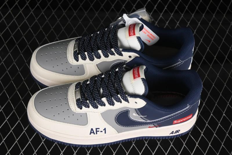 Nike Air Force 1 '07 Low Supreme Collaboration Grey Blue Casual Sneakers - HH7518-054
