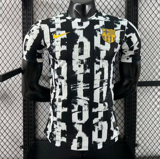Player Version 25/26 Barcelona White with Abstract Graffiti Pattern Jersey