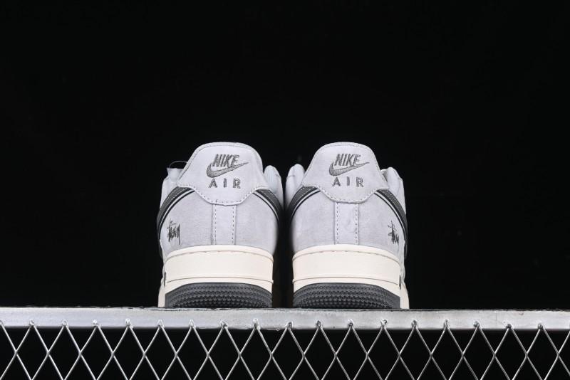 Nike Air Force 1 '07 Low Stussy Collaboration - Pig Grey Swoosh Low-Top Casual Sneakers - XZ3318-066