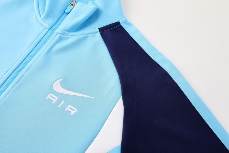 2025 Nike Air Tracksuit Set - Light Blue with Navy Accents Full Zipper Jacket + Long Pants