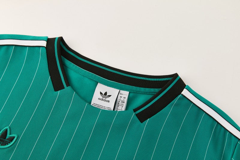 26/27 Liverpool Green Pinstripe Short Sleeve+Soccer Shorts