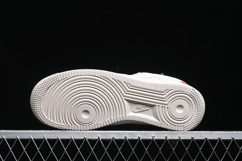 Nike Air Force 1 '07 Low Stussy Collaboration - AF1 White Red Label Low-Top Casual Sneakers - SJ6698-016
