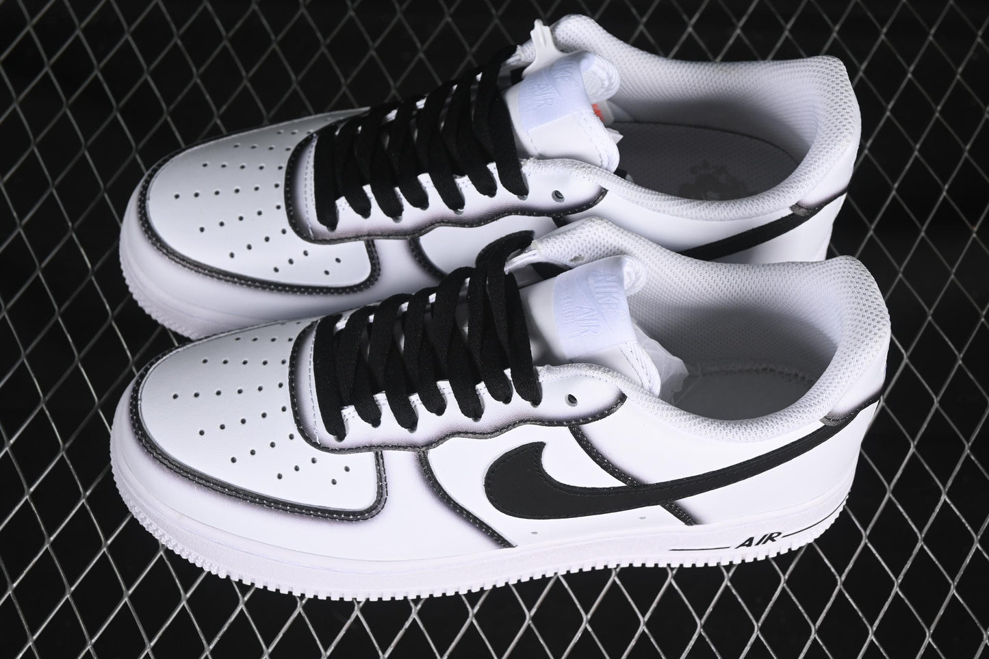 Nike Air Force 1'07 Low Casual Sneakers with Black Border, Green Swoosh & Gold Embroidery - ZH0316-075