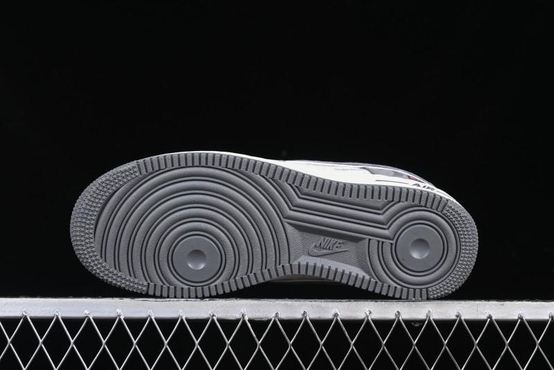 Nike Air Force 1 '07 Low Supreme Collaboration Grey Swoosh Red Tab Low-Top Casual Sneakers - CH6336-510