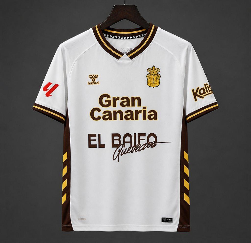 25/26 UD Las Palmas  Away White/Brown Jersey – Quevedo "El Baifo" Limited Edition