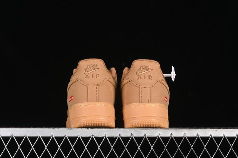 Nike Supreme x Air Force 1 Low Casual Sneakers in Wheat Suede with Full-Length Air Cushion - DN1555-200