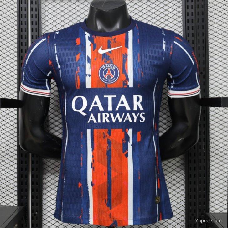 Player Version 25/26 Paris Saint-Germain Navy Blue with Orange Brushstroke Home Jersey