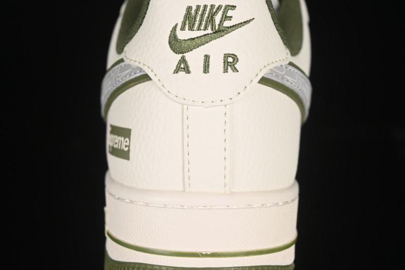 Nike Air Force 1 '07 Low Supreme Collaboration Military Green Multi Swoosh Casual Sneakers - XX3168-148